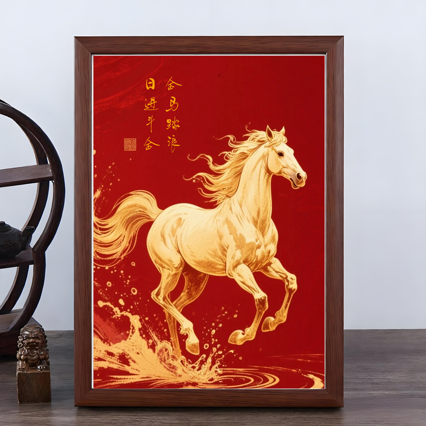 金马踏浪2026马到成功相框装饰画客厅入户玄关沙发背景墙挂画新款