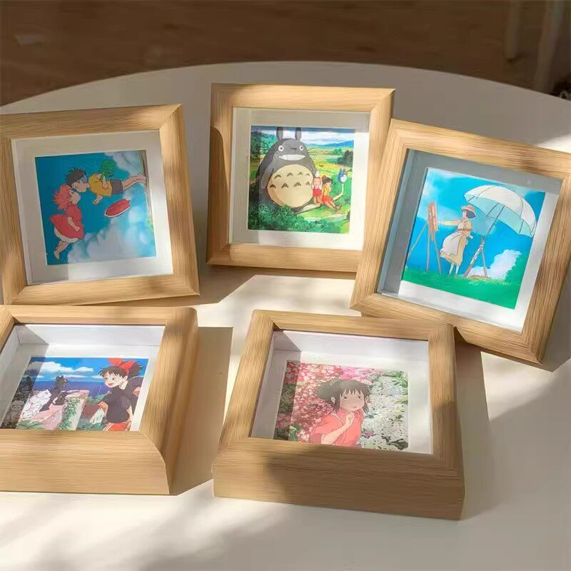 宫崎骏龙猫木质方4寸相框卡通动漫益智玩具送学生闺蜜diy礼物