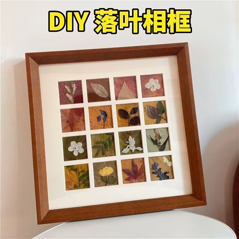 秋天落叶标本DIY宫格相框摆件