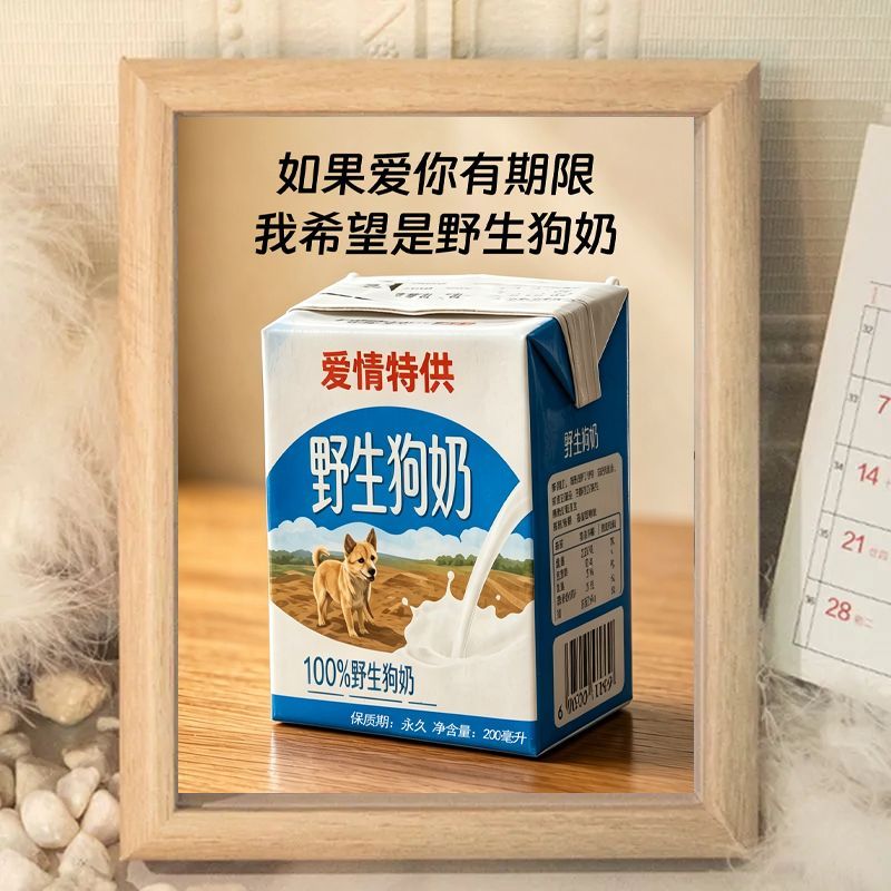 野生狗奶永久的爱情特供七夕礼物情人节送对象女朋友搞笑相框摆件