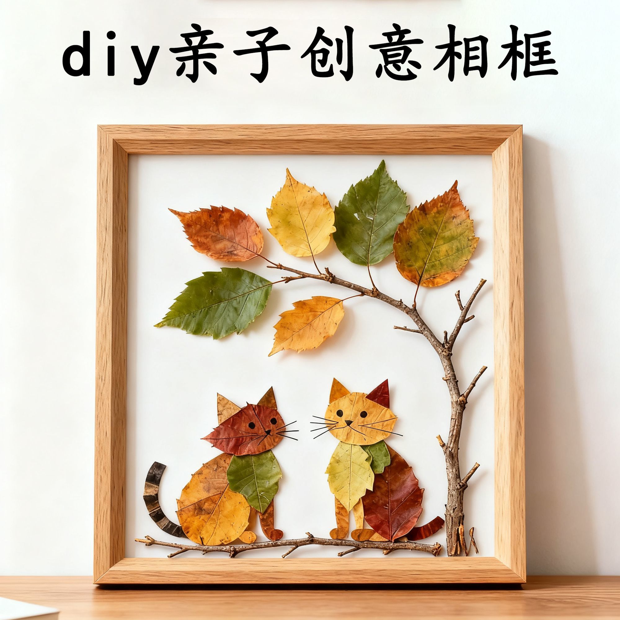 亲子diy落叶相框摆台秋叶日子