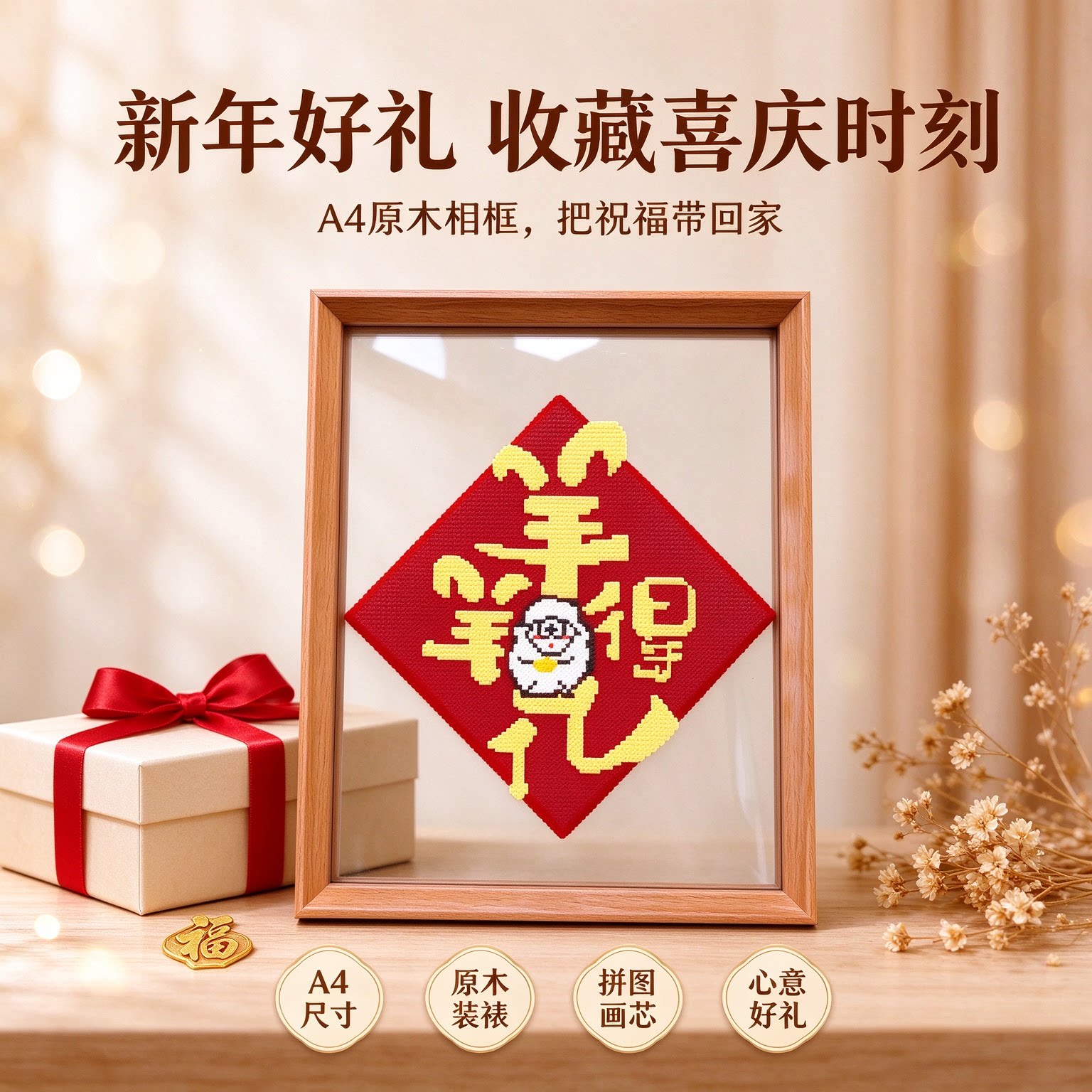 羊羊得意拼豆展示相框摆件