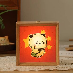 国庆快乐一二布布可爱温馨相框小夜灯精致可爱卡通中式相框摆件