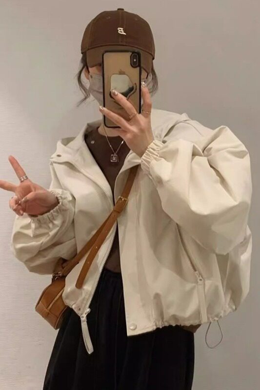 爆款2026连帽夹克春季新款休闲风衣短款小个子宽松短外套女