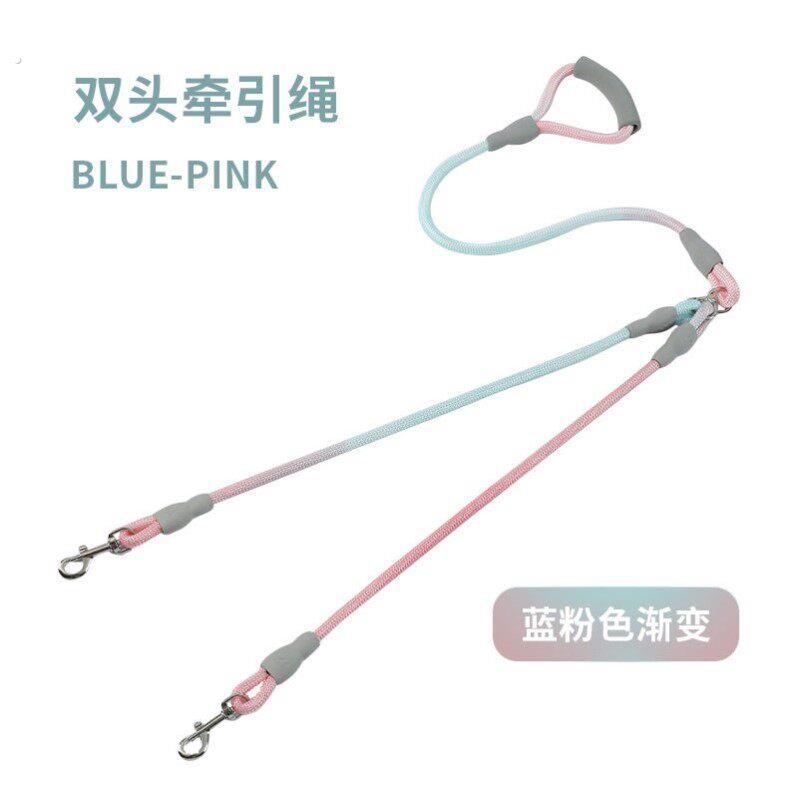 一拖二牵引绳防缠绕狗狗牵引绳遛狗绳子两只狗双狗炼子双头牵狗绳