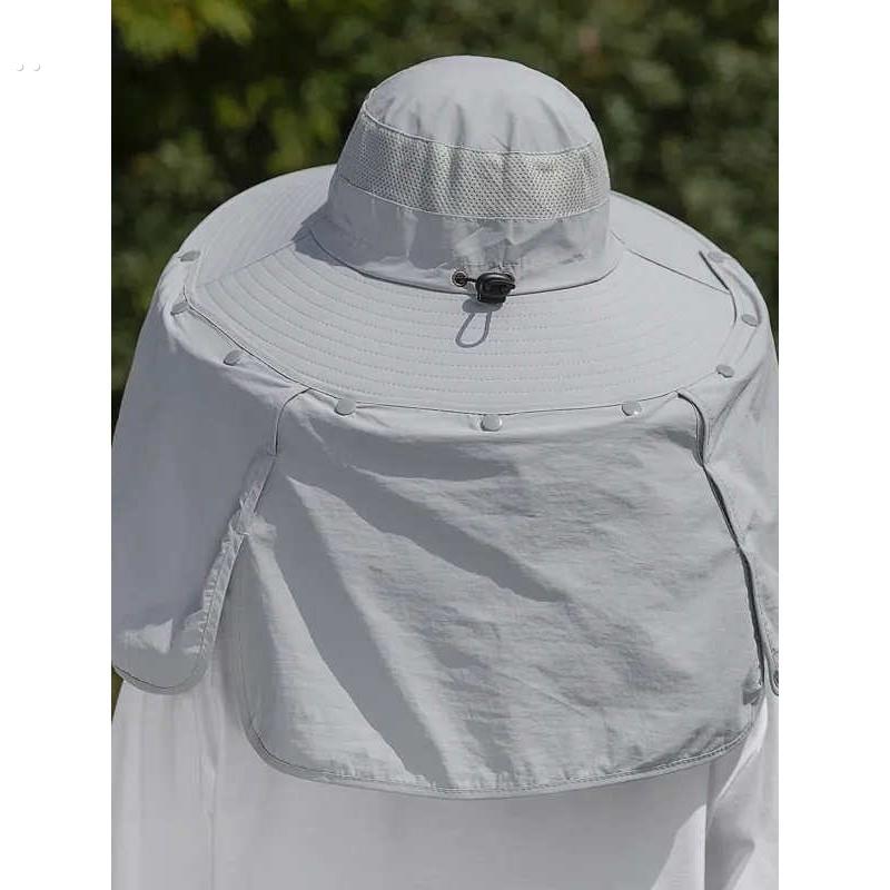 一体防晒帽子女2024新款夏季户外采茶遮脸太阳帽大帽檐骑车遮阳帽