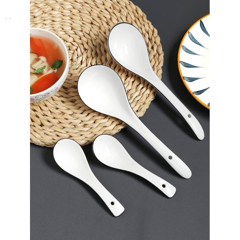 汤勺喝汤家用新款长柄陶瓷汤瓷勺盛汤大勺子大号粥专用勺陶瓷勺子