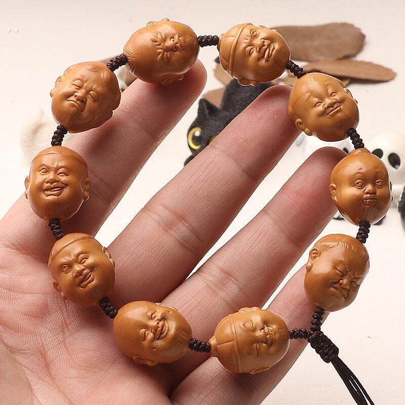 铁核手工雕刻童趣百态橄榄核手工文玩手串表情小孩男女手錬短圆籽