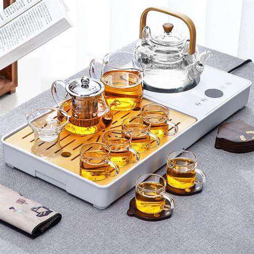 茶具套组2024新款小茶台烧水壶一体全自动茶盘煮茶器泡茶具一整套