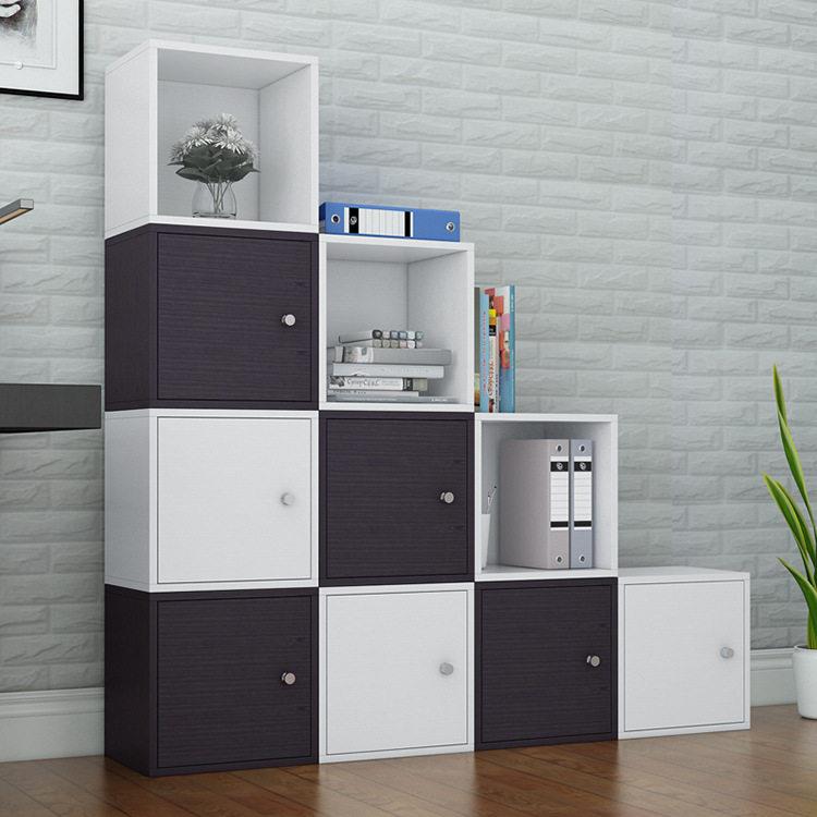 落地斜角储物柜楼梯下书架自由组合置物架带门防尘柜三角异形书柜