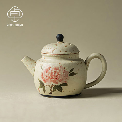 手绘紫藤花泡茶壶家用手工高档