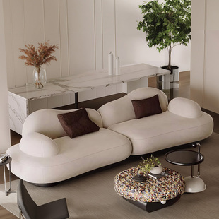青春语录意式 极简布艺沙发直排客厅简约大小户型别墅奶油风雪尼尔