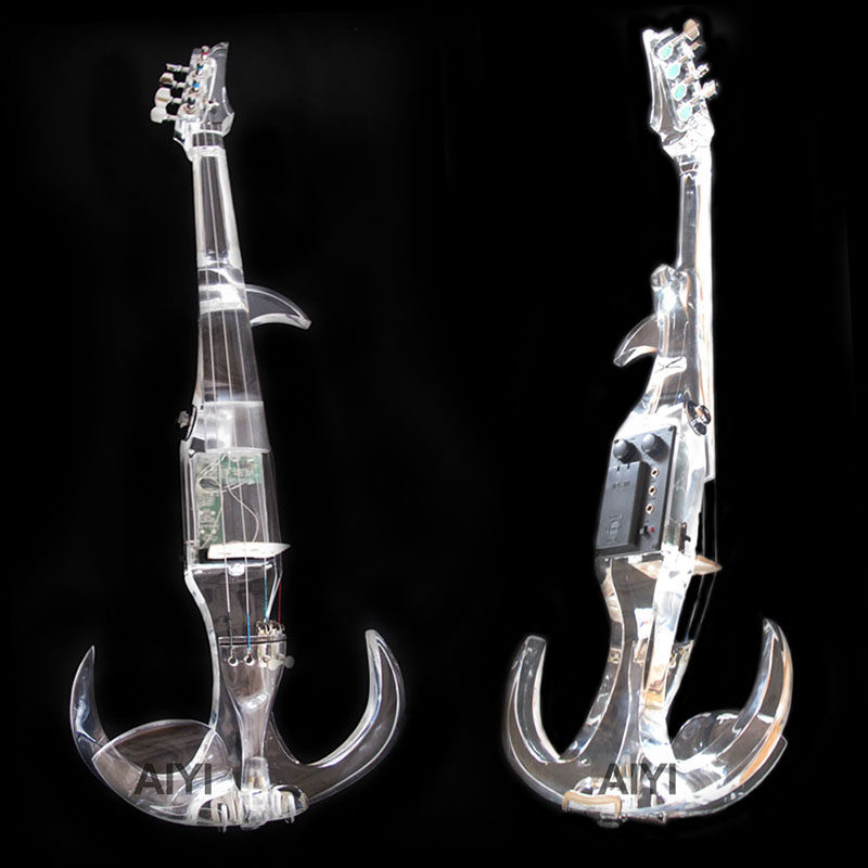 新款吉它琴头水晶小提琴 水晶电子小提琴  透明电子小提琴