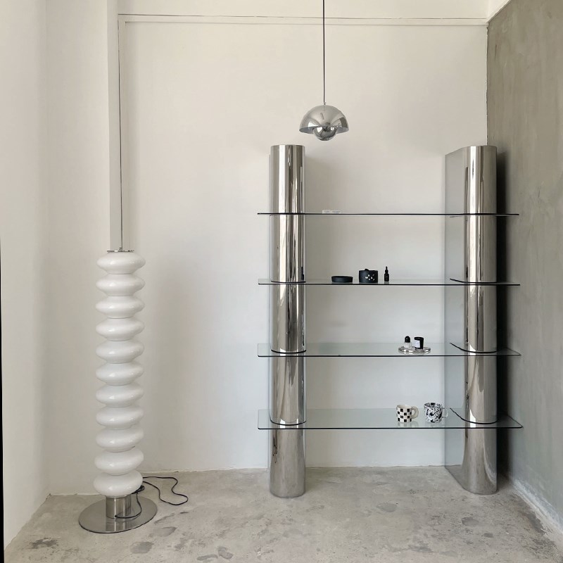 服装道具鞋包店陈列装饰品展示台桌子落地式玻璃货架不锈钢置物架