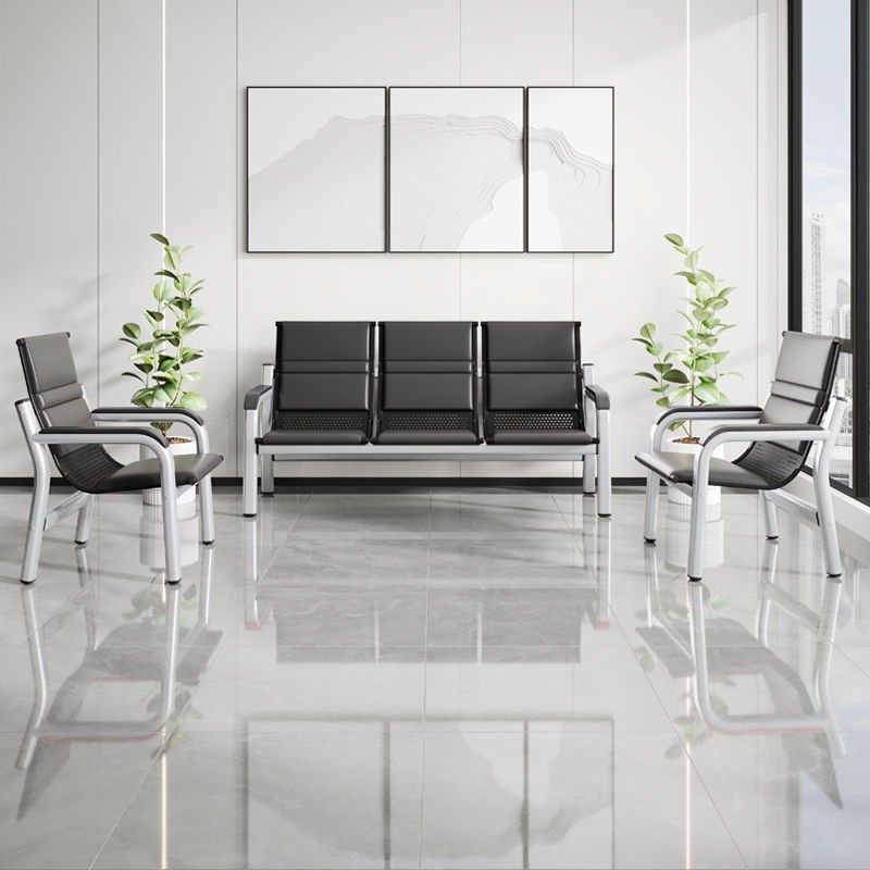 办公沙发茶几组合连排椅三人位沙发铁架候诊排椅等候椅长条椅简约