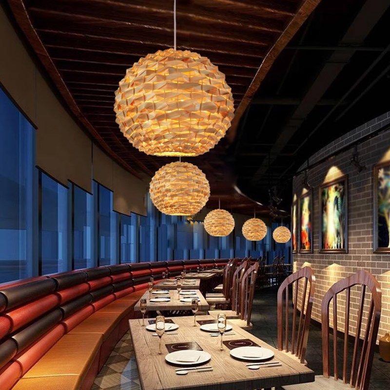 新中式竹艺吊灯民宿客栈茶楼灯笼农家乐特色餐厅火锅店竹编装饰灯