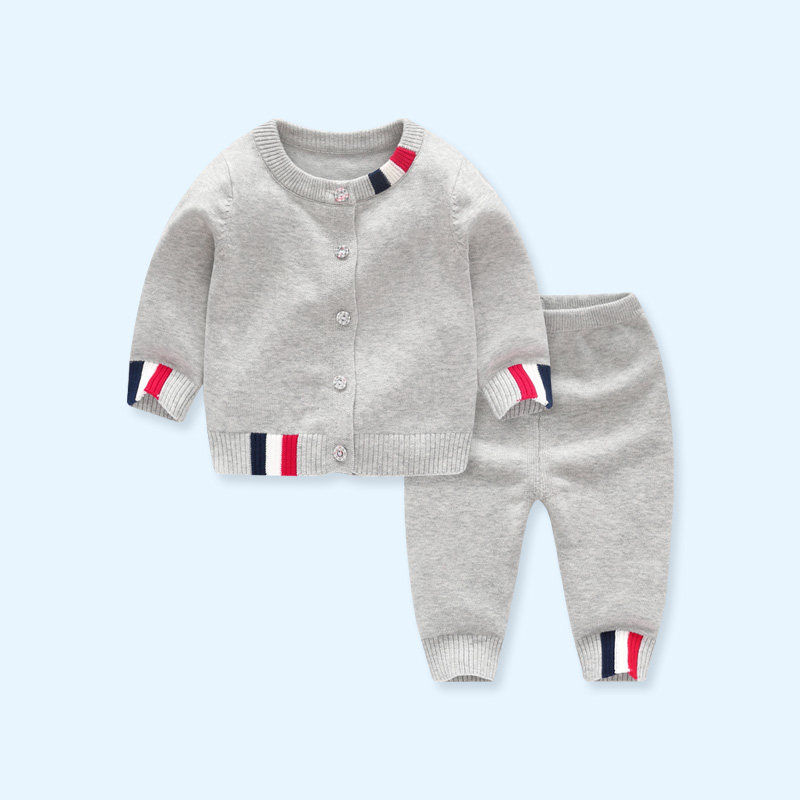 婴儿毛衣分体套装2023新款春装男宝宝小外套春季男童外穿纯棉衣服