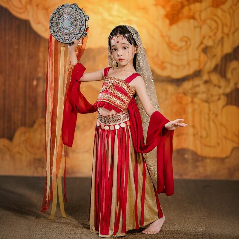 异域风服装敦煌飞天汉服女童儿童异域西域风情舞蹈服沙漠公主裙子