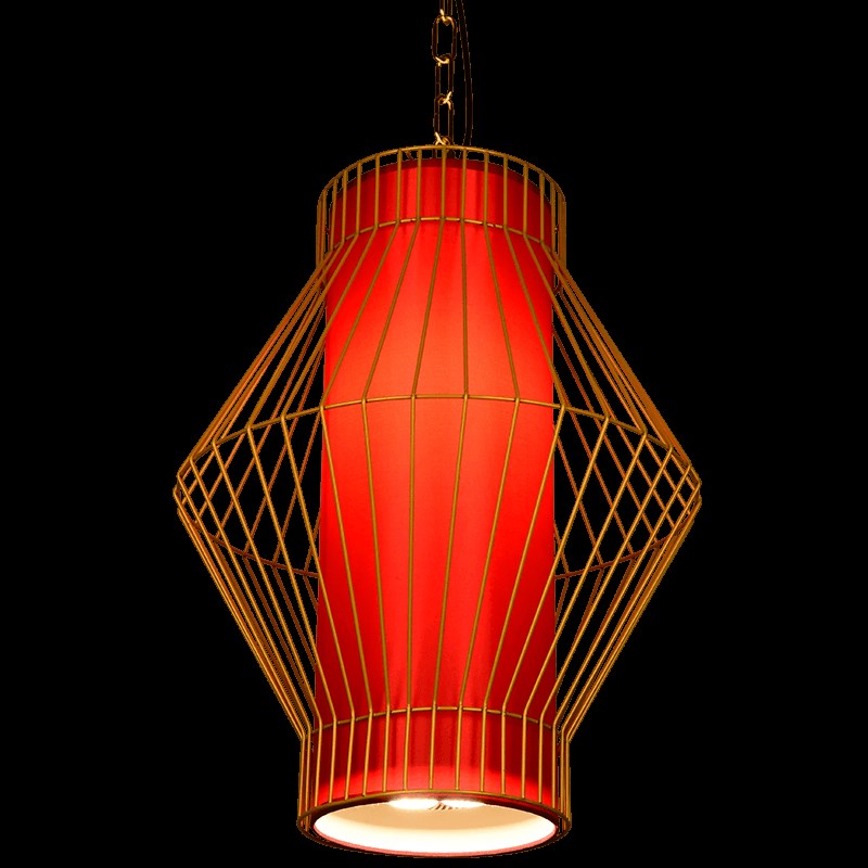 连锁餐饮火锅店红色吊灯带专用射灯 串串店饭店餐桌卡座灯具定制