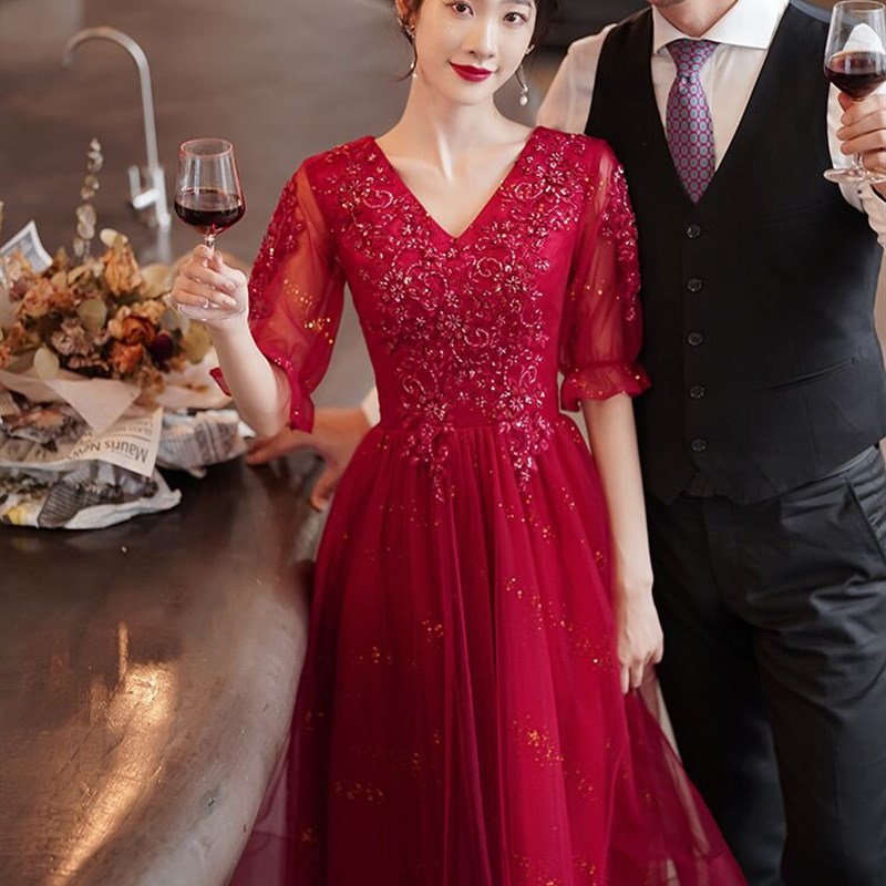 2021新款大码敬酒服新娘200斤显瘦气质结婚订婚胖Tmm晚礼服连衣裙