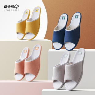 春夏居家亚麻木地板防滑室u内家用家居开口男女情侣厚底棉麻布拖