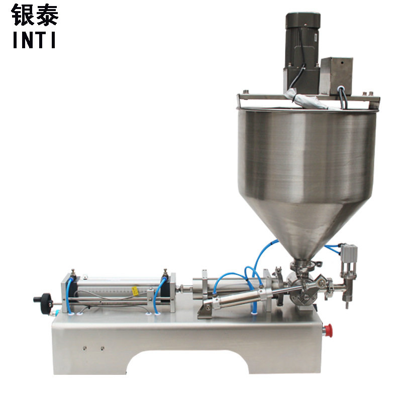 厂家直供膏体辣椒酱豆瓣酱灌装机设备酱类花生酱带搅拌膏体专用