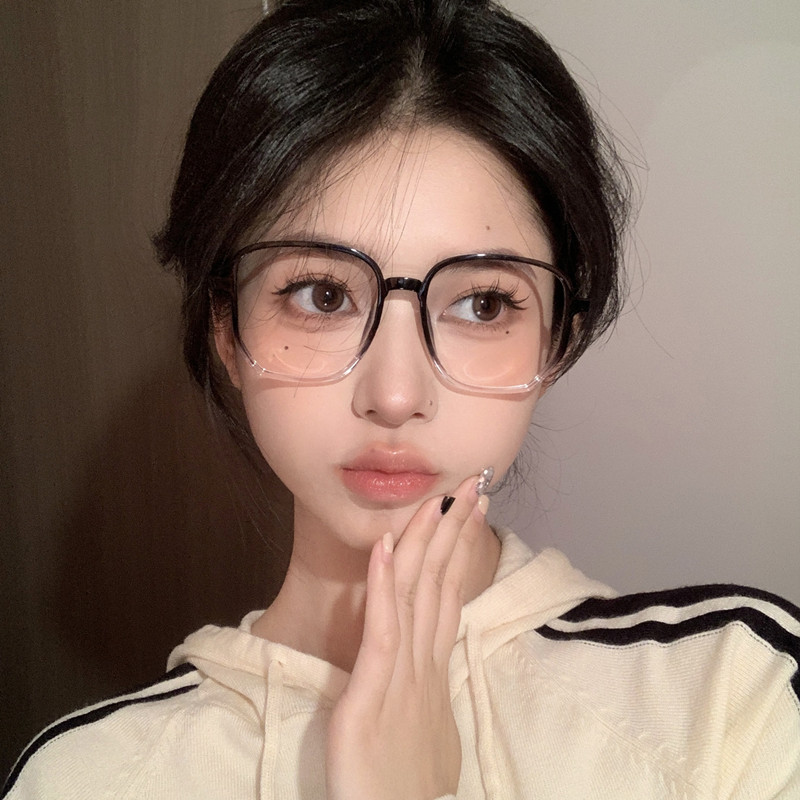 超轻大框近视眼镜女可配度数素颜级感渐层眼镜框架韩版潮显脸小