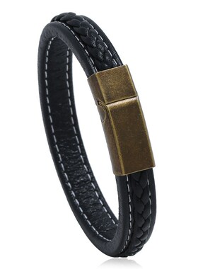 手工编织多层男士皮革手链 创意民族风简约手链 PU复古饰品手环