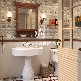 梵内 法式复古卫生间花片瓷砖 轻奢浴室厨房小花砖地砖厕所墙砖