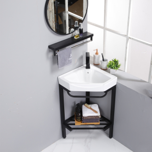 三角洗手盆转角洗脸盆卫生间小户型落地式台盆架子