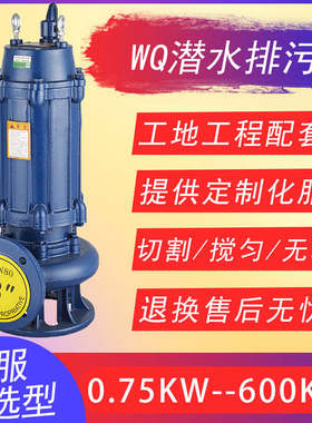 WQ潜水排污泵380V50WQ15-30-3千瓦 工业无堵塞污水泵固定式潜污泵