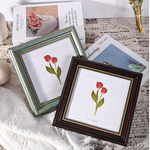 欧式复古咖啡色正方形78寸10寸12寸美式相框素描剪纸拼图画框批发