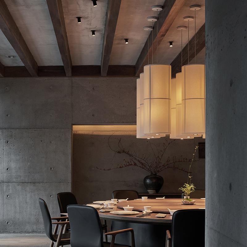 侘寂风吊灯日式餐厅餐桌灯中式包厢餐饮专用带射灯高端吧台饭店灯