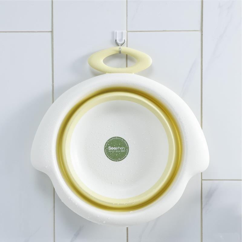 淞泰便携式儿童脸盆家用塑料洗脚盆学生宿舍户外旅行加厚折叠脸盆