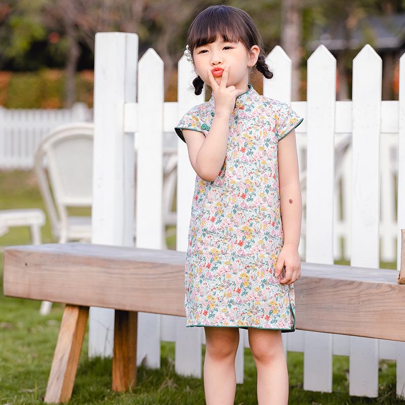 童装 2025夏季新款复古碎花儿童旗袍 民族风女童裙子宝宝汉服