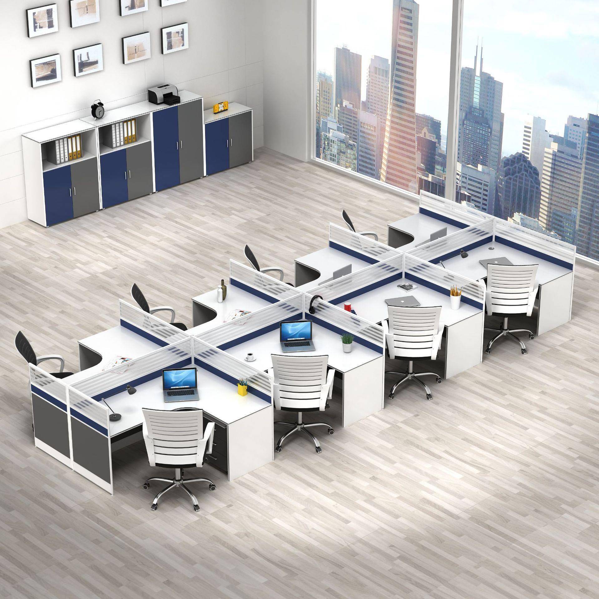 电脑办公桌组合四人位办公4/6人卡位 职员屏风隔断财务桌工位