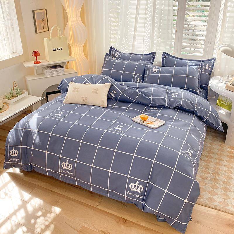 床上四件套纯水洗棉全被套罩宿舍单人学生床品床单初遇三件套春秋