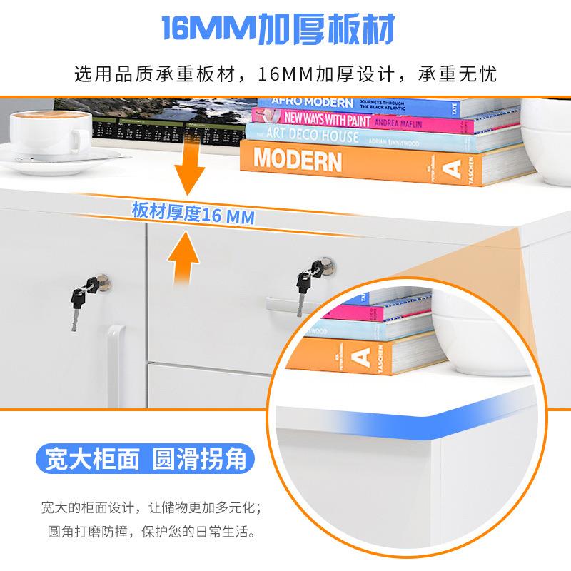 加厚木板办公柜落地式文件柜带锁三抽屉资料柜储物移动桌下柜子