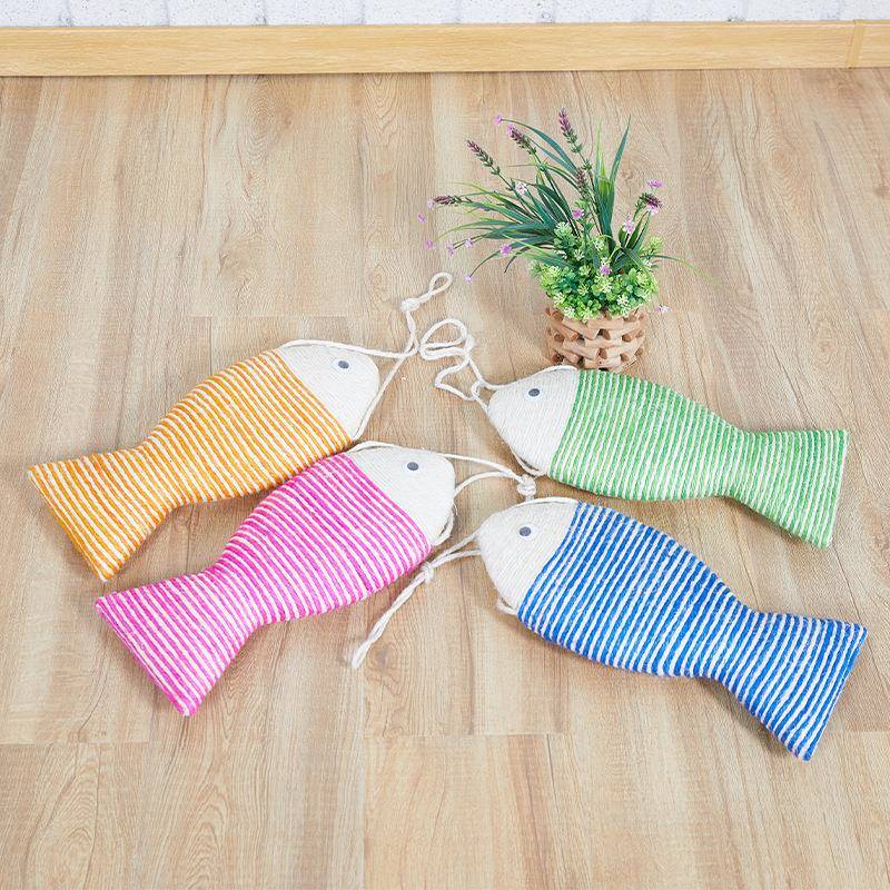 猫咪玩具逗猫器猫咪互动玩具猫咪自嗨玩具麻绳胖鱼型猫抓玩具