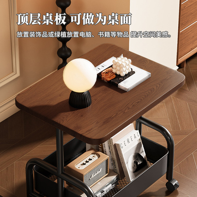可移动双层茶几小推车边几客厅沙发收纳带轮茶桌卧室置物架小桌子