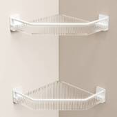 白色亚克力三角架卫生间免打孔洗澡间墙角置物架壁挂式 墙上三角蓝