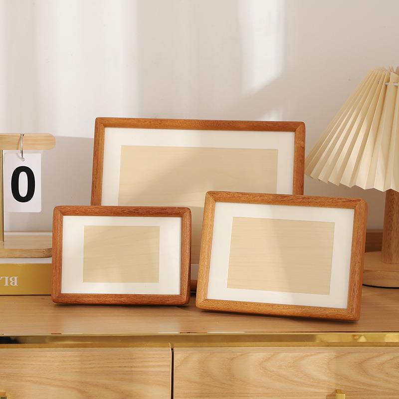 奶油色立体中空相框摆台简约创意木质小相框油画diy裱框中空相框