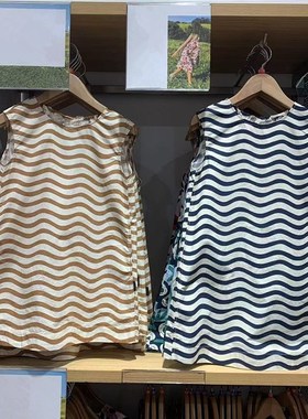 日单童装女童亲子无袖连衣裙沙滩度假风印花I条纹裙子24新款47167