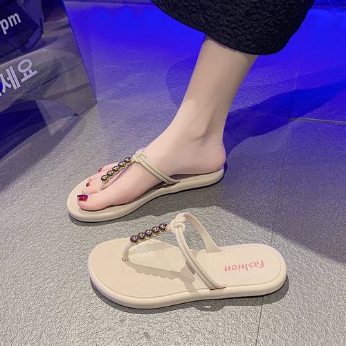 法式晚风拖鞋女外穿2025年x新款夏季平底夹趾人字拖配裙子沙滩凉