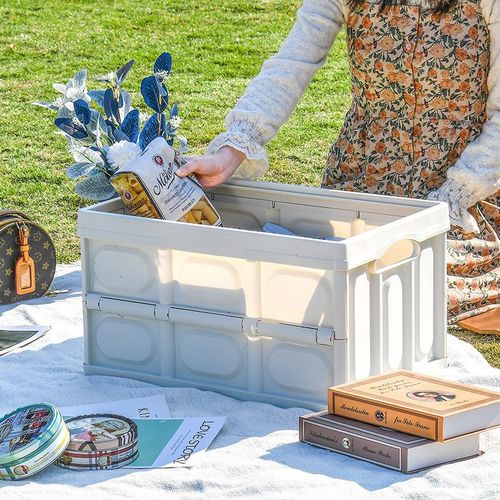 户外露野营折叠收纳箱子后备箱整理D露营野营车载木盖案板凳储物