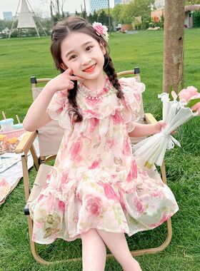 女童公主裙夏装2024新款女宝z宝网红时髦无袖连衣裙儿童洋气夏裙