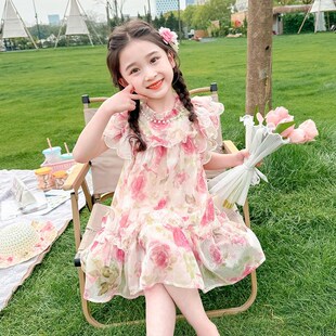 女童公主裙夏装2024新款女宝z宝网红时髦无袖连衣裙儿童洋气夏裙