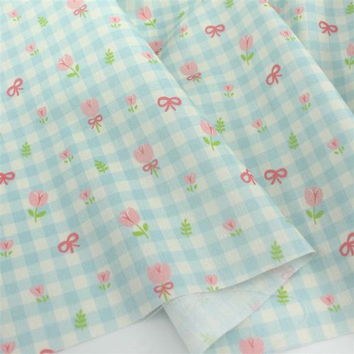 小清新田园色织i格子印花纯棉 服装上衣裙子娃衣童装桌布窗帘面料