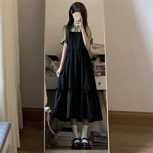假两件背带连衣裙少女夏大码2024新款初中高中学生W甜美日系长裙