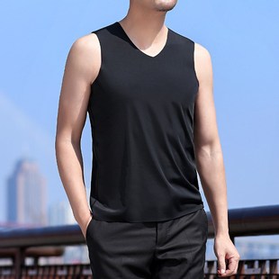 弹力速干大童无袖 男士 运动透气修身 无痕薄款 坎肩外 冰丝背e心夏季